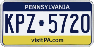 PA license plate KPZ5720