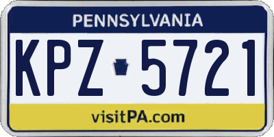 PA license plate KPZ5721