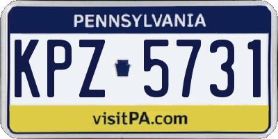 PA license plate KPZ5731