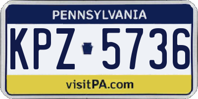 PA license plate KPZ5736