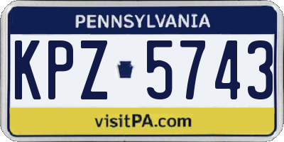PA license plate KPZ5743