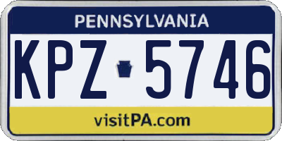 PA license plate KPZ5746