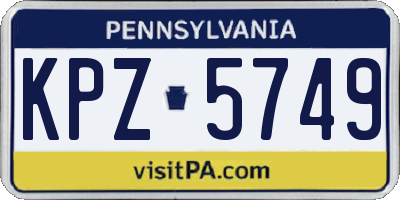PA license plate KPZ5749