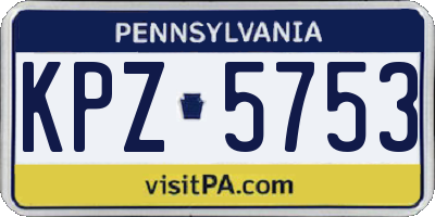 PA license plate KPZ5753