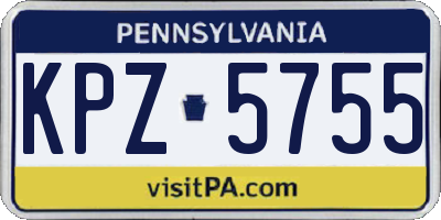 PA license plate KPZ5755