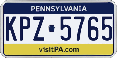 PA license plate KPZ5765