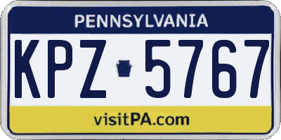 PA license plate KPZ5767