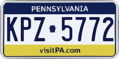 PA license plate KPZ5772
