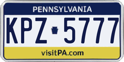 PA license plate KPZ5777