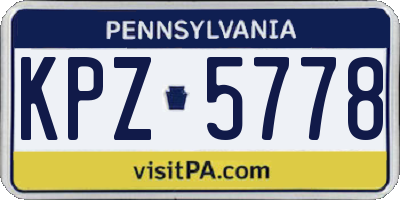 PA license plate KPZ5778