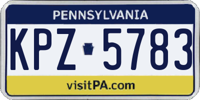 PA license plate KPZ5783