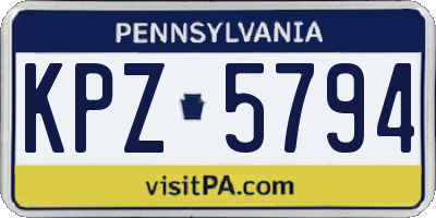PA license plate KPZ5794
