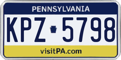 PA license plate KPZ5798