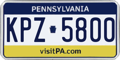 PA license plate KPZ5800