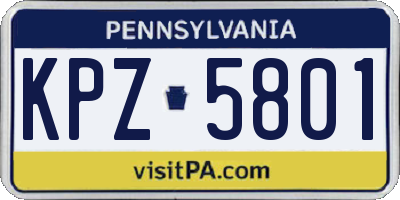 PA license plate KPZ5801