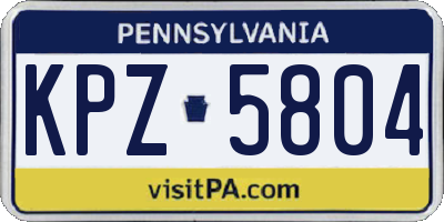 PA license plate KPZ5804
