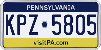 PA license plate KPZ5805