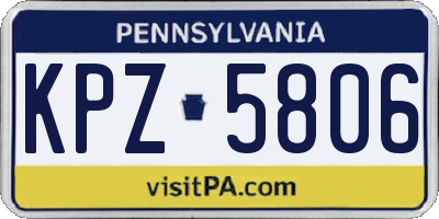 PA license plate KPZ5806