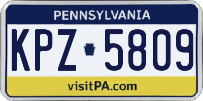 PA license plate KPZ5809