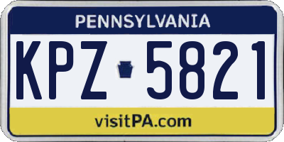 PA license plate KPZ5821
