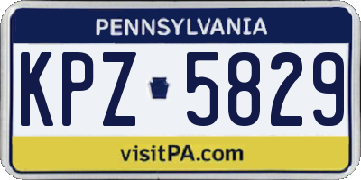PA license plate KPZ5829