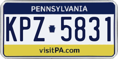 PA license plate KPZ5831