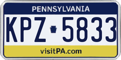 PA license plate KPZ5833