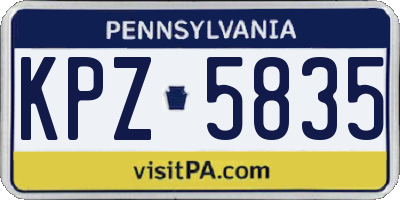 PA license plate KPZ5835