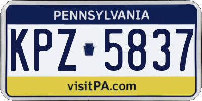 PA license plate KPZ5837