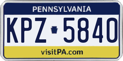 PA license plate KPZ5840