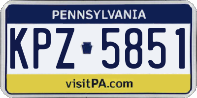 PA license plate KPZ5851