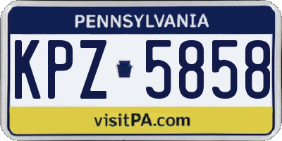 PA license plate KPZ5858
