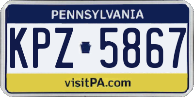 PA license plate KPZ5867