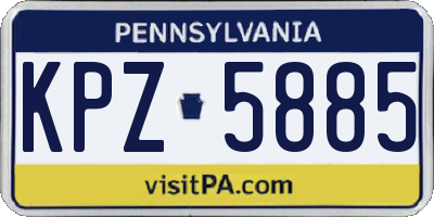 PA license plate KPZ5885