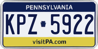 PA license plate KPZ5922