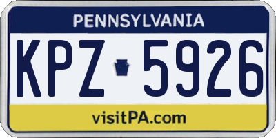 PA license plate KPZ5926