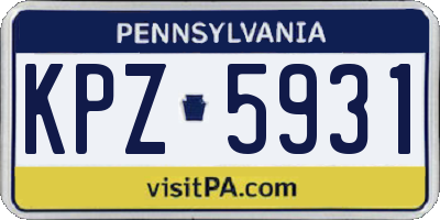 PA license plate KPZ5931