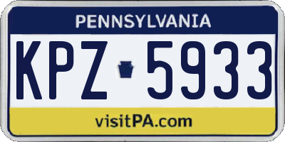PA license plate KPZ5933