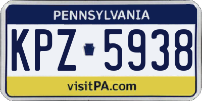 PA license plate KPZ5938