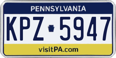PA license plate KPZ5947