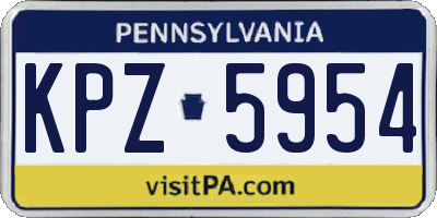 PA license plate KPZ5954