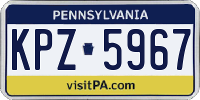 PA license plate KPZ5967