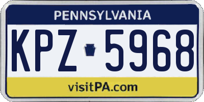 PA license plate KPZ5968