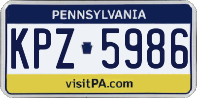 PA license plate KPZ5986