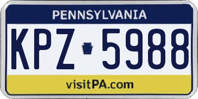 PA license plate KPZ5988