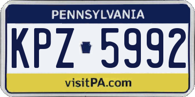 PA license plate KPZ5992