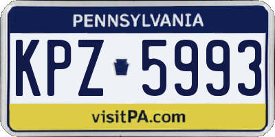 PA license plate KPZ5993