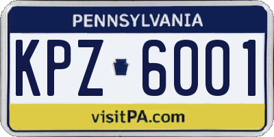 PA license plate KPZ6001