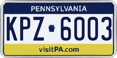 PA license plate KPZ6003