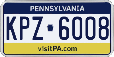 PA license plate KPZ6008